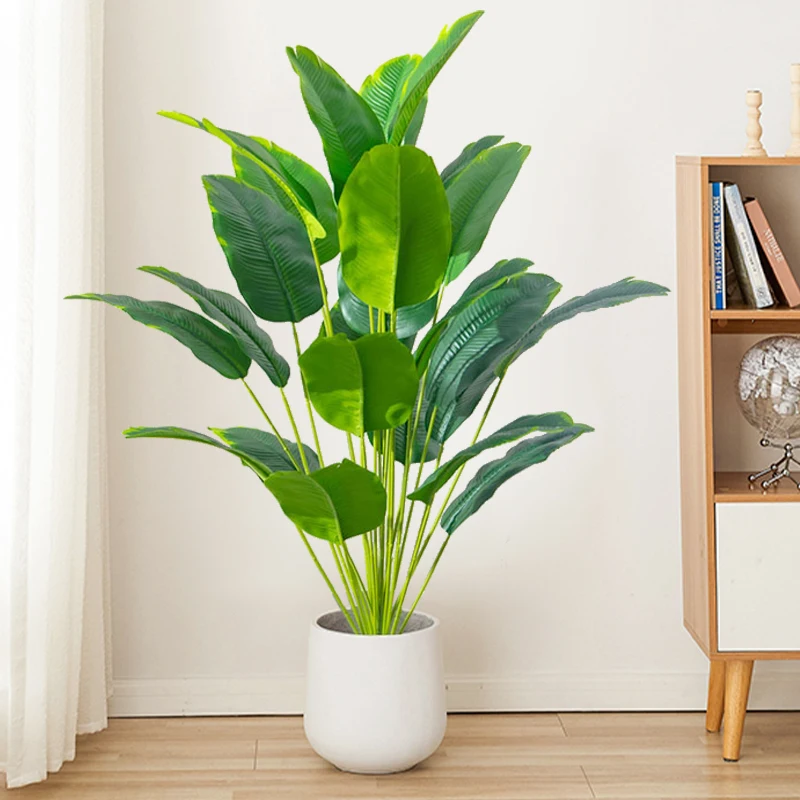 Monstera Adansonii - ต้นไม้ประดิษฐ์ 1 ชิ้น ต้นปาล์มเขตร้อนขนาดใหญ่ ต้นกล้วยปลอม ใบไม้สัมผัสเหมือนจริง