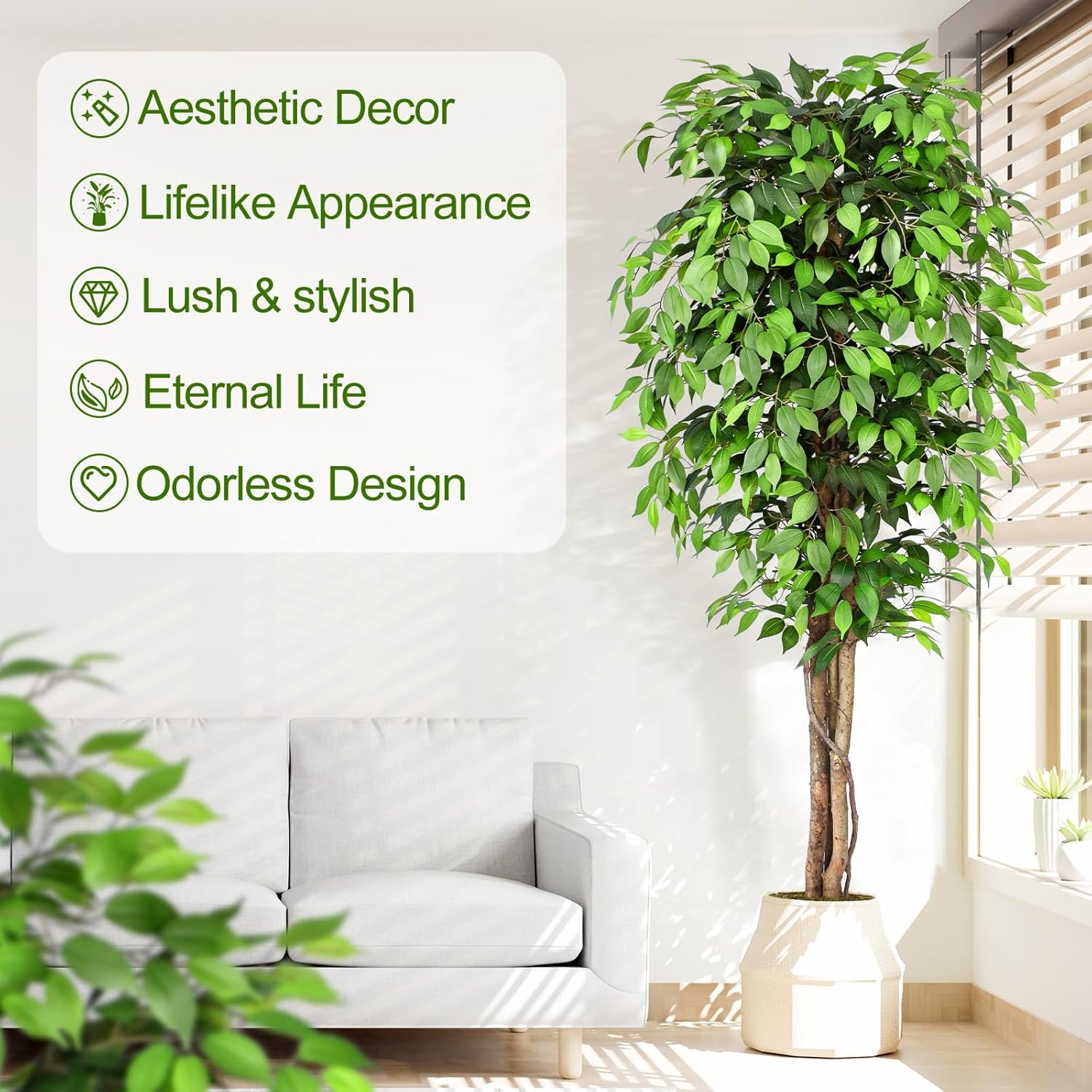 ต้นไทรประดิษฐ์เสมือนจริงพร้อมล - Monstera Adansonii บทวิจารณ์และราคา